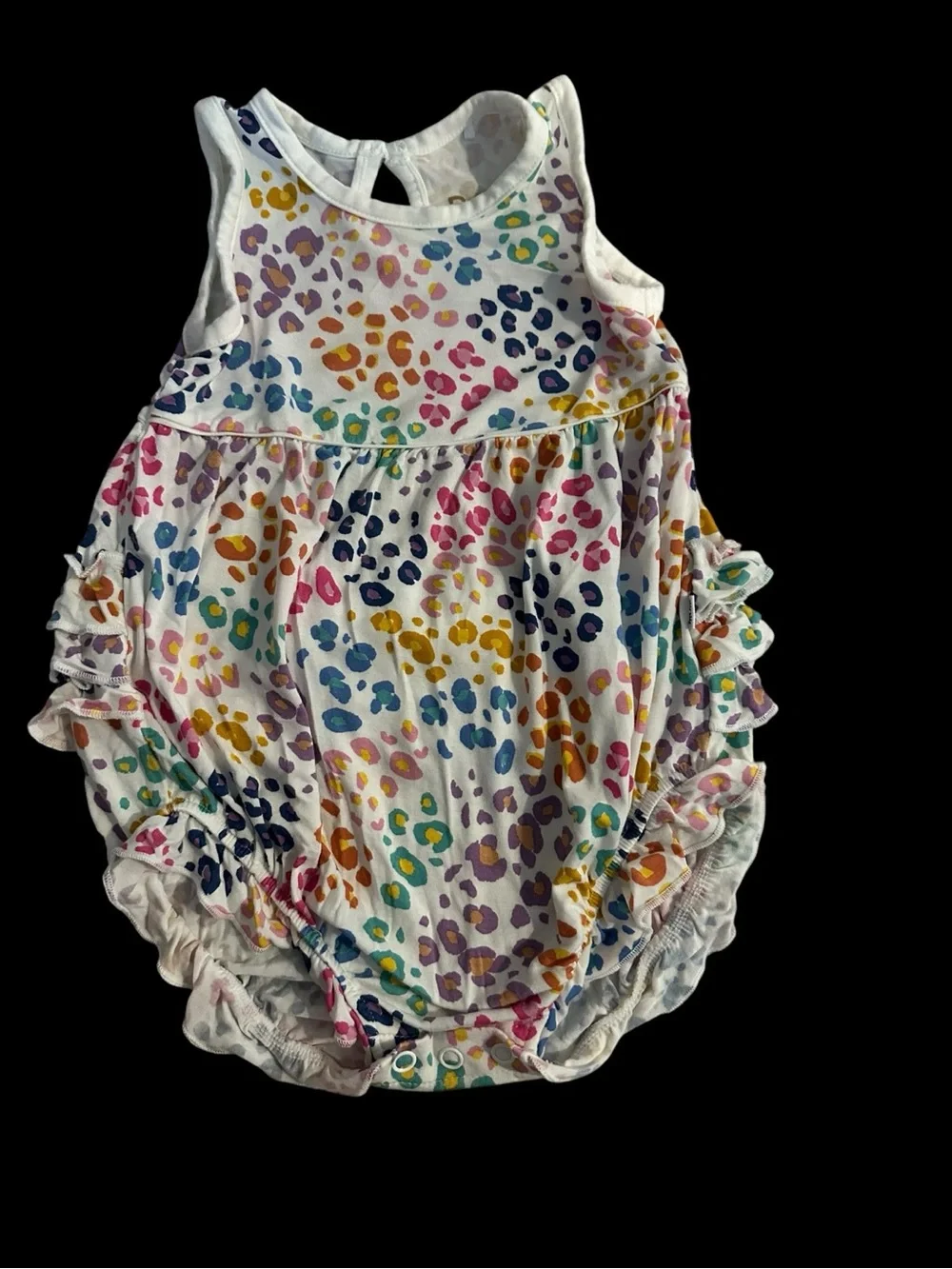 Little Sleepies 6-12m Rainbow Leopard Bubble Romper
